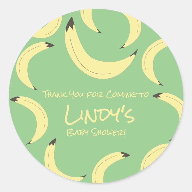 Sticker Rond Cute Banana Bunch Baby shower Motif (Devant)