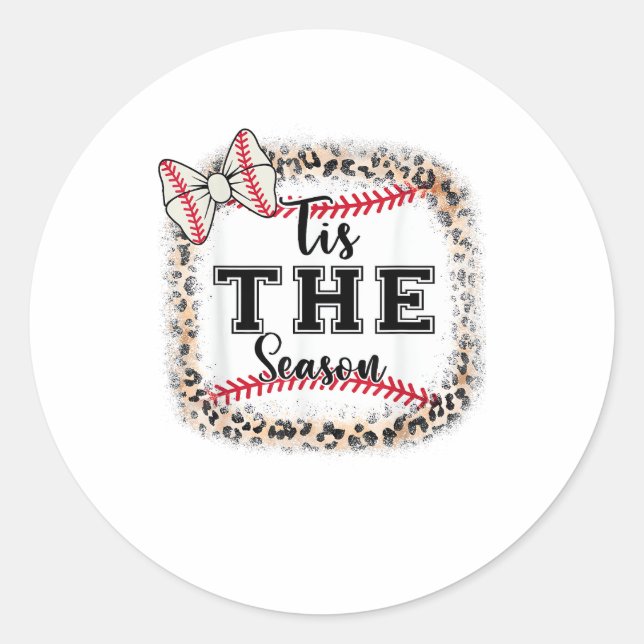Sticker Rond Cute Baseball Tis The Season Mom Sister Toddler Gi (Devant)