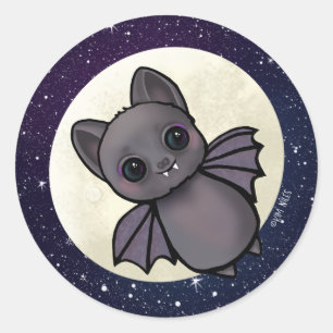Sticker Rond Cute Bat KiniArt Halloween