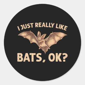 Sticker Rond Cute Bat Nocturne Animal Amateurs de chauve-souris