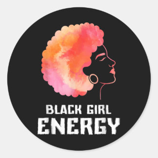 Sticker Rond Cute Black Girl Energie Black Histoire Mois Africa