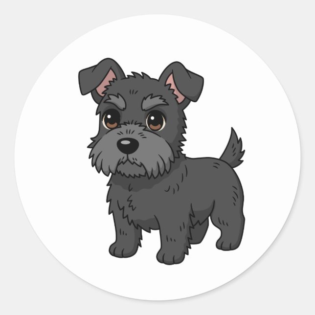 Sticker Rond Cute Black Scottish Terrier Dog (Devant)