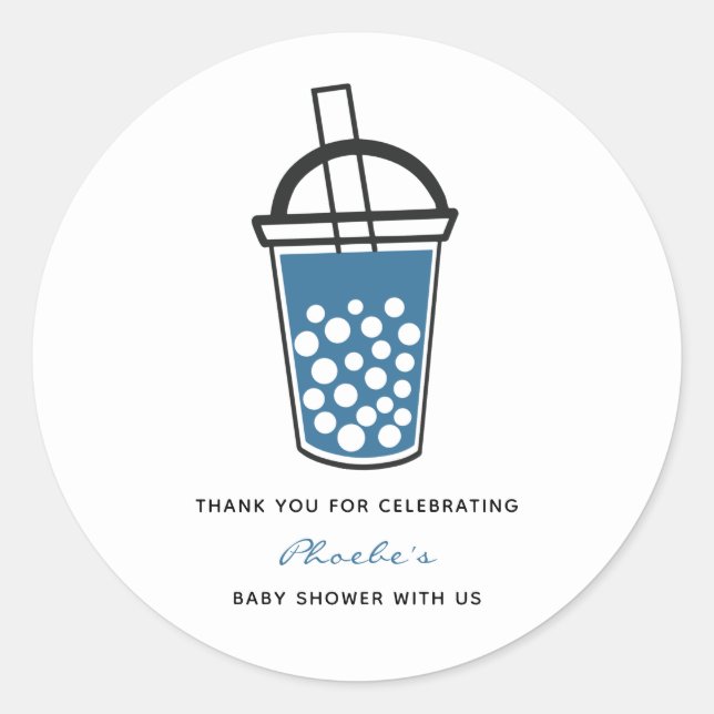 Sticker Rond Cute Boba Baby shower de thé Merci personnalisé (Devant)