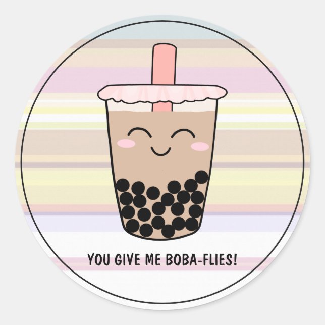 Sticker Rond Cute Boba Pearl Lait Thé Pun (Devant)