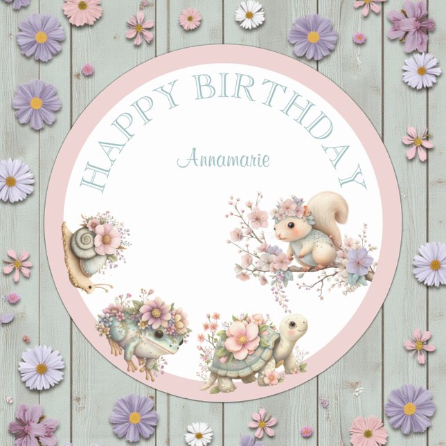 Sticker Rond Cute Boho Animal Birthday Party (Créateur téléchargé)