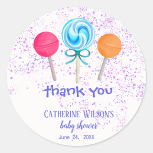 Sticker Rond Cute Boho Chic Lollipops Baby shower de la terre d