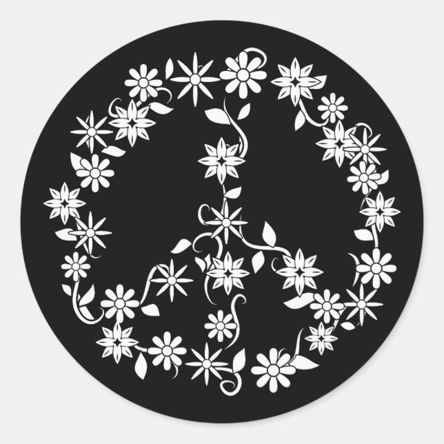 Sticker Rond Cute Boho Pattern Peace Symbol (Devant)