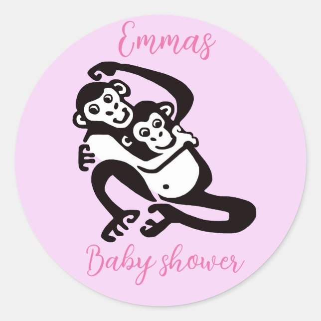 Sticker Rond Cute BONOBO - Animal - Baby shower - Personnaliser (Devant)