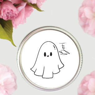 Sticker Rond Cute Boo Halloween Illustré Ghost Classic Round