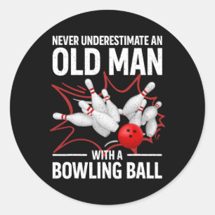 Sticker Rond Cute Bowling Femmes Hommes Grandpa Bowler Team Bow
