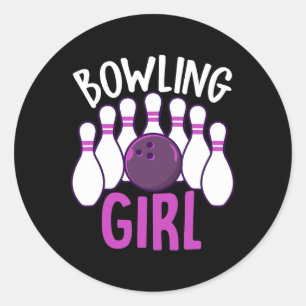 Sticker Rond Cute Bowling Girl Funny Bowler Enthousiaste tenue