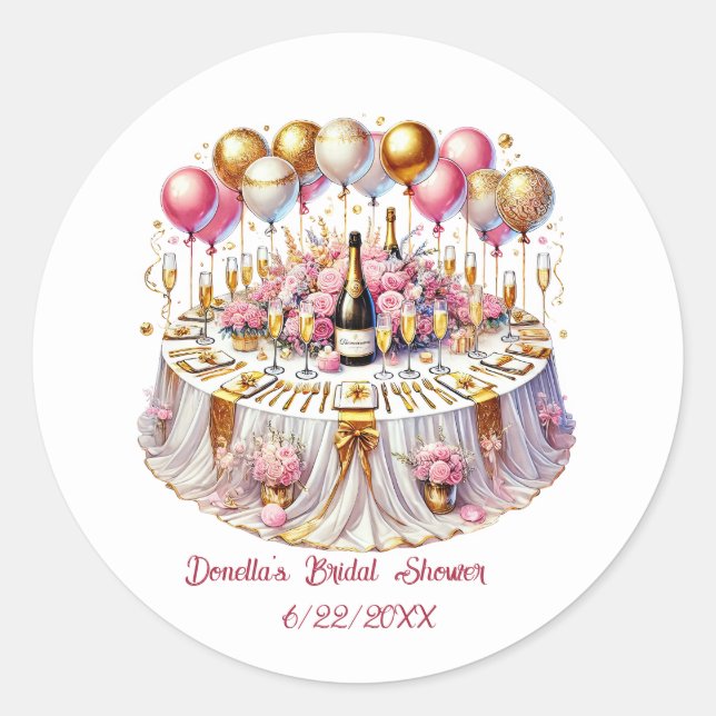 Sticker Rond Cute Bridal Shower add name date (Devant)