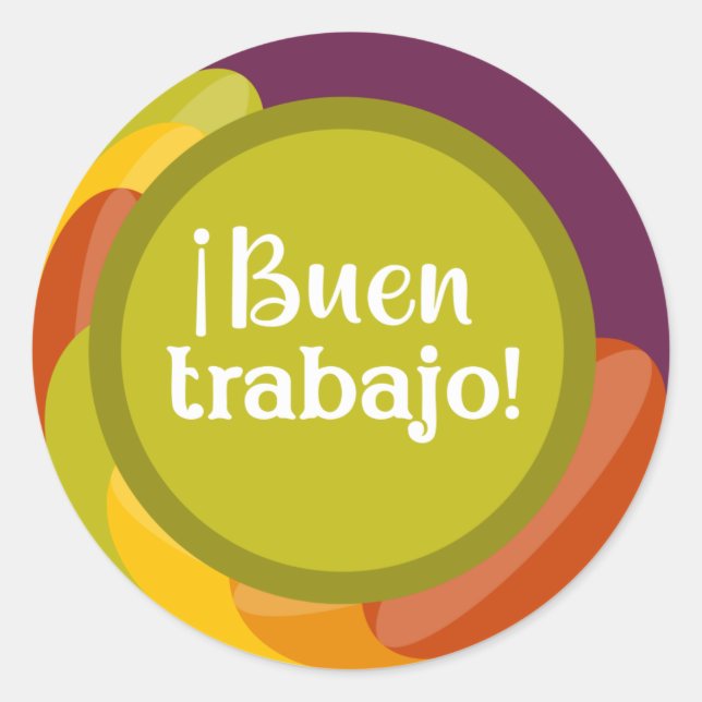 Sticker Rond Cute Buen Trabajo Prix de l'enseignant espagnol (Devant)