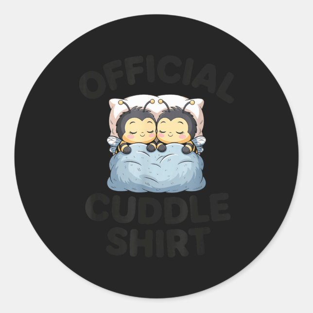 Sticker Rond Cute Bumble Bee Couple Cuddle  (Devant)