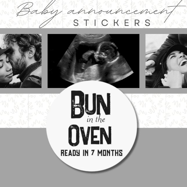 Sticker Rond Cute Bun Au Four Prêt Bientôt Faire-part de grosse (Cute Pregnancy Announcement Stickers)