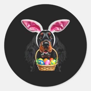 Sticker Rond Cute Bunny Ears Gordon Setter Chien Chasse aux oeu