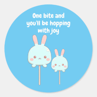 Sticker Rond Cute Bunny Pop de gâteau - Hacher avec joie
