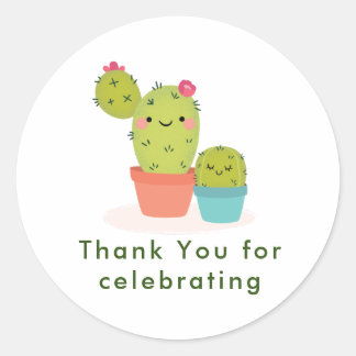 Sticker Rond Cute Cactus