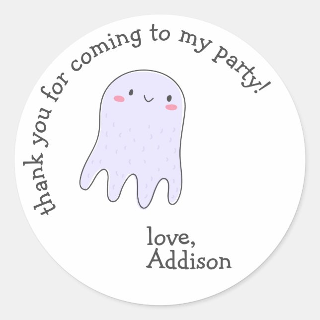 Sticker Rond Cute calmar lavande - Merci Anniversaire de enfant (Devant)