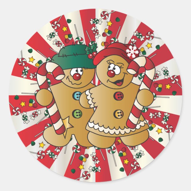 Sticker Rond Cute Candy pain d'épices (Devant)