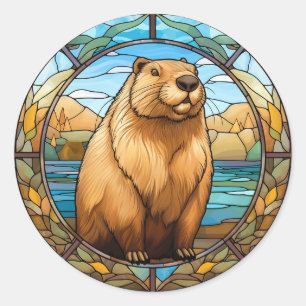 Sticker Rond Cute Capybara : Charme pour les amiraux de Capybar