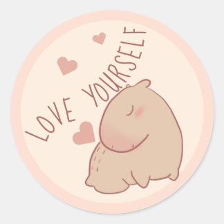 Sticker Rond Cute capybara kawaii