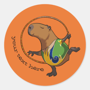 Sticker Rond Cute Capybara Rhythmic Gymnastics Hoop Cartoon