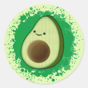 Sticker Rond Cute Cartoon Avocado