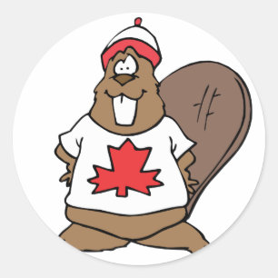 Sticker Rond Cute castor canadien