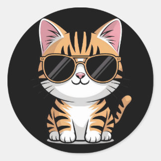 Sticker Rond Cute cat