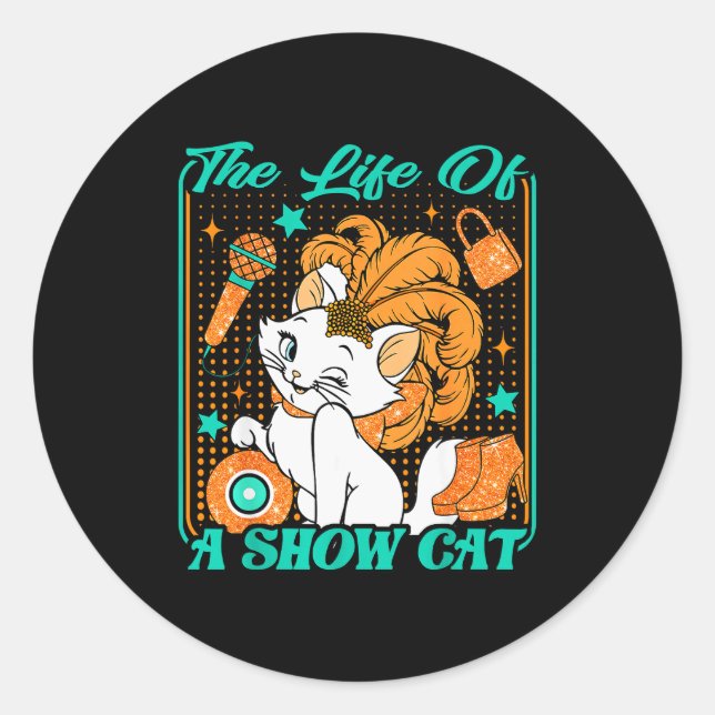 Sticker Rond Cute Cat Era Life Of Showcat Cat Lover Country Mus (Devant)