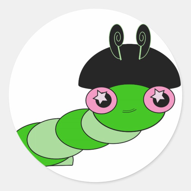 Sticker Rond Cute Caterpillar (Devant)
