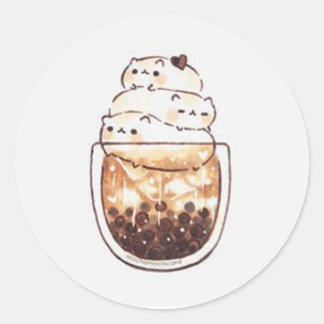 Sticker Rond Cute Cats sur la coupe de café