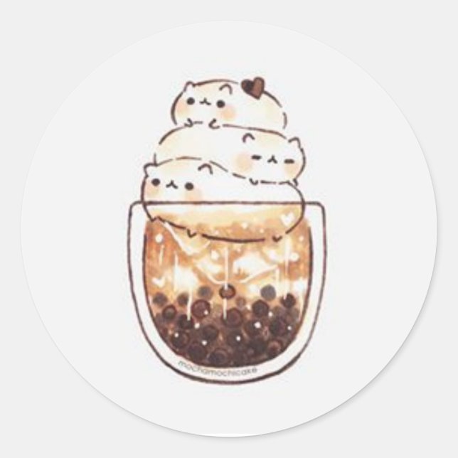 Sticker Rond Cute Cats sur la coupe de café (Devant)