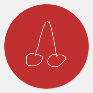 Sticker Rond Cute cerise simple minimaliste