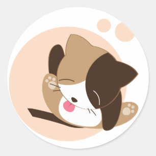 Sticker Rond Cute chat