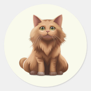 Sticker Rond Cute chat gingembre kawaii chatons, animaux domest