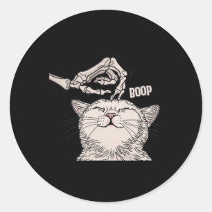 Sticker Rond Cute Chat Squelette Halloween Femme Animaux de com