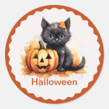 Cute chaton Halloween et chevalet Citrouille