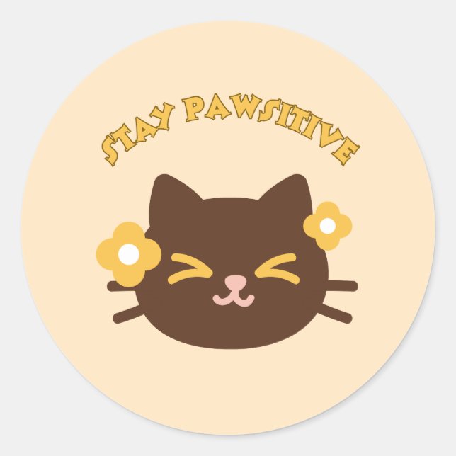 Sticker Rond Cute Cheerful Cat (Devant)