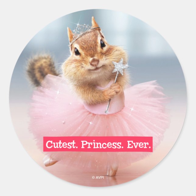 Sticker Rond Cute Chipmunk Ballerina en tutu au Dance Studio (Devant)