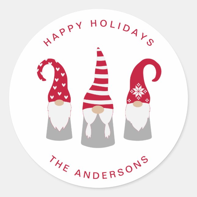 Sticker Rond Cute Christmas Gnomes (Devant)
