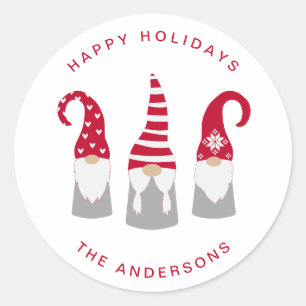 Sticker Rond Cute Christmas Gnomes
