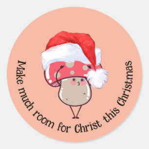 Sticker Rond Cute Christmas Père Noël Champhroom
