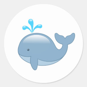 Sticker Rond Cute Chubby Cartoon Whale