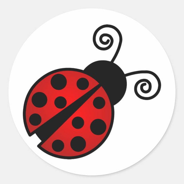 Sticker Rond Cute coccinelle - Rouge et Noir (Devant)