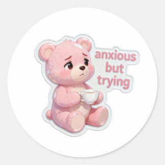 Sticker Rond Cute Comfort Bear décoration autocollante
