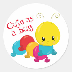 Sticker Rond Cute comme une chenille pour bébé de porc