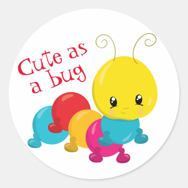 Sticker Rond Cute comme une chenille pour bébé de porc (Devant)