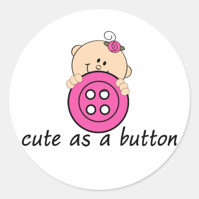 Sticker Rond Cute comme une ROSE Bouton (Devant)